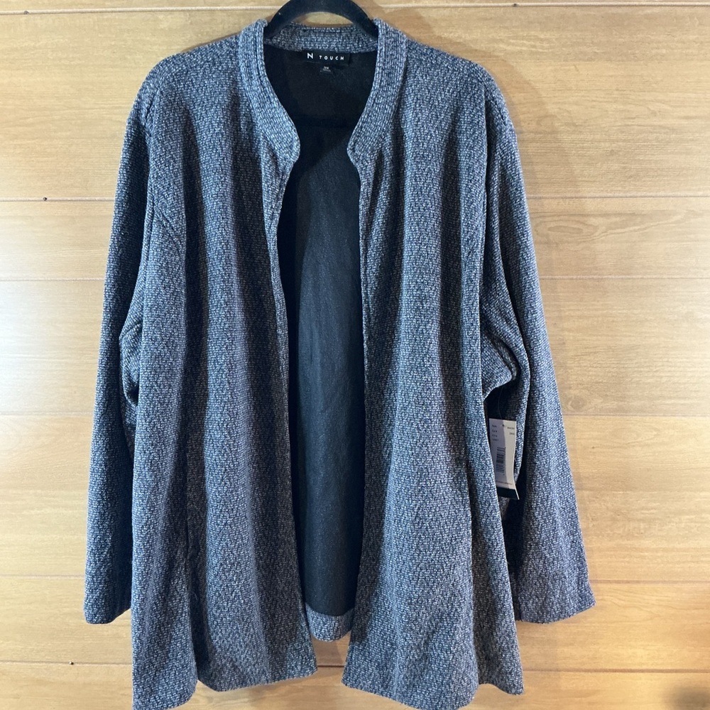 N Touch Gray Open-Front Women's 3X New With Tag Jacket Cardigan with pockets